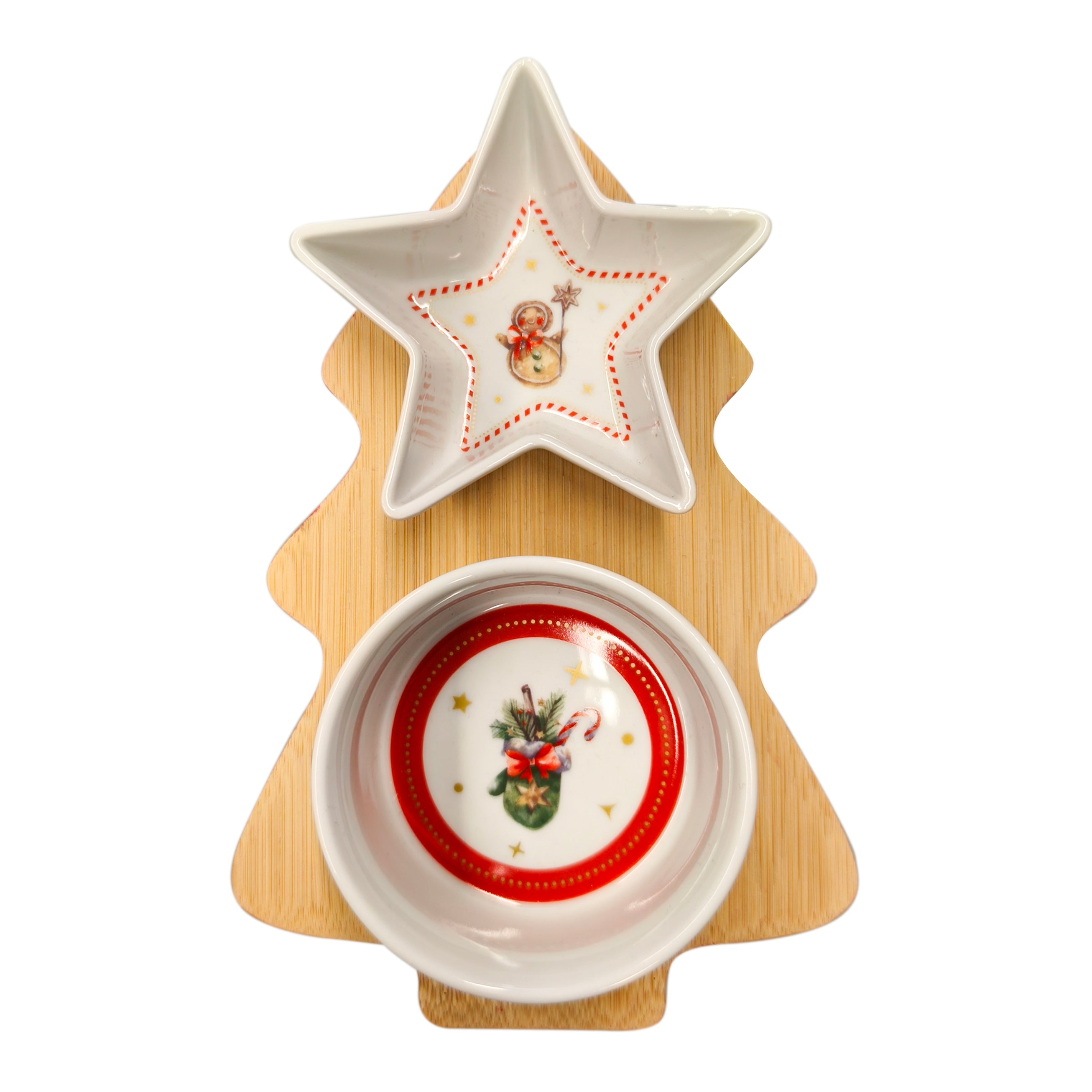 VESTIAMO CASA GRAN NATALE - Antipastiera Natalizia 2 Posti in Bamboo 21x14 cm